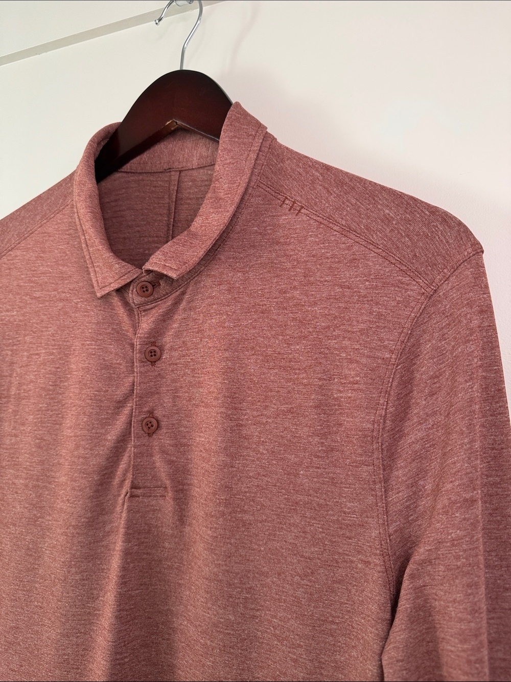 Lululemon Evolution Long Sleeve Polo Shirt - Medium - Heathered Date Brown - Picture 2 of 11